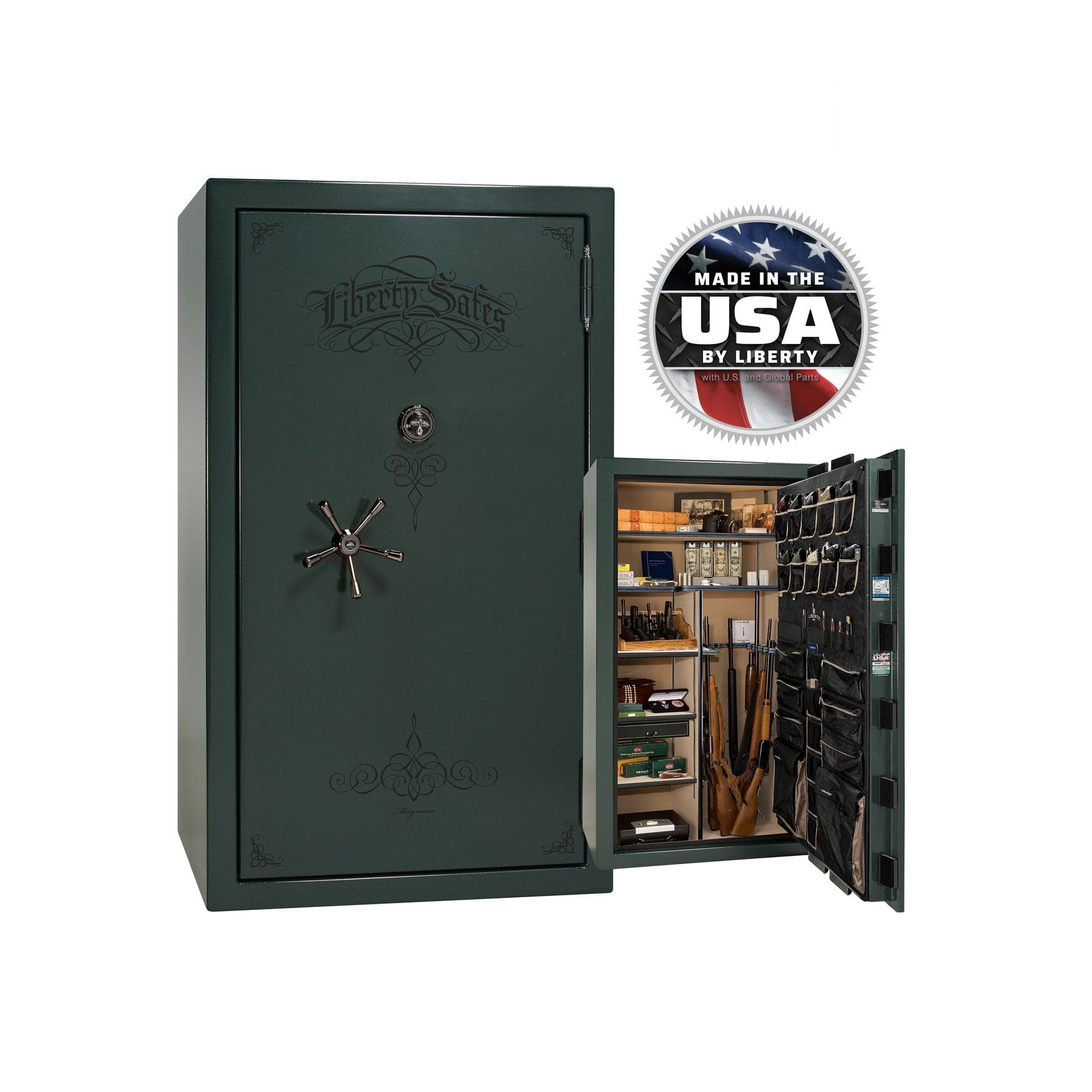 National Security Magnum NS50 Gun Safe - Gun Safe - Gloss Green / Black Chrome / Beige Velour