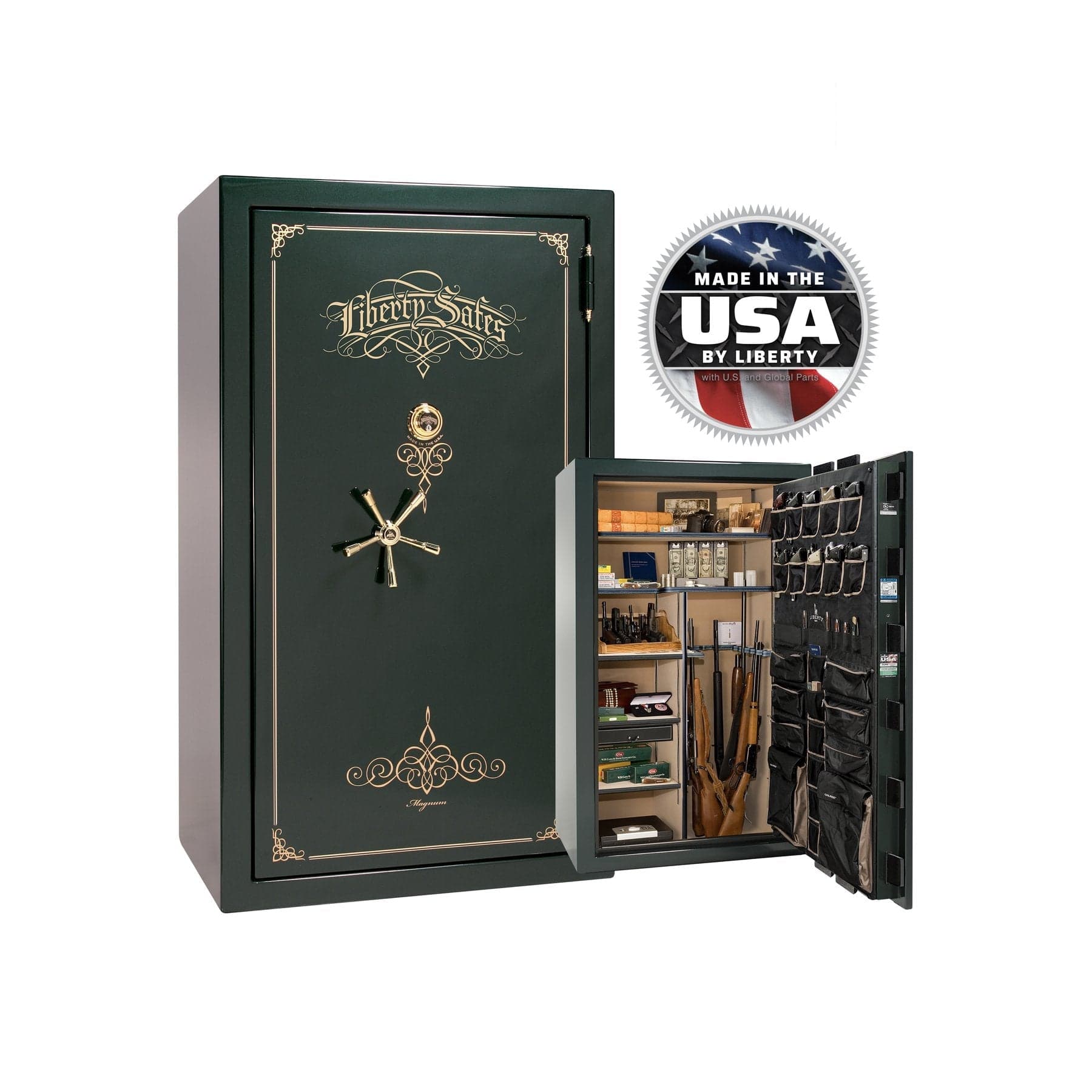 National Security Magnum NS50 Gun Safe - Gun Safe - Gloss Green / Brass / Beige Velour