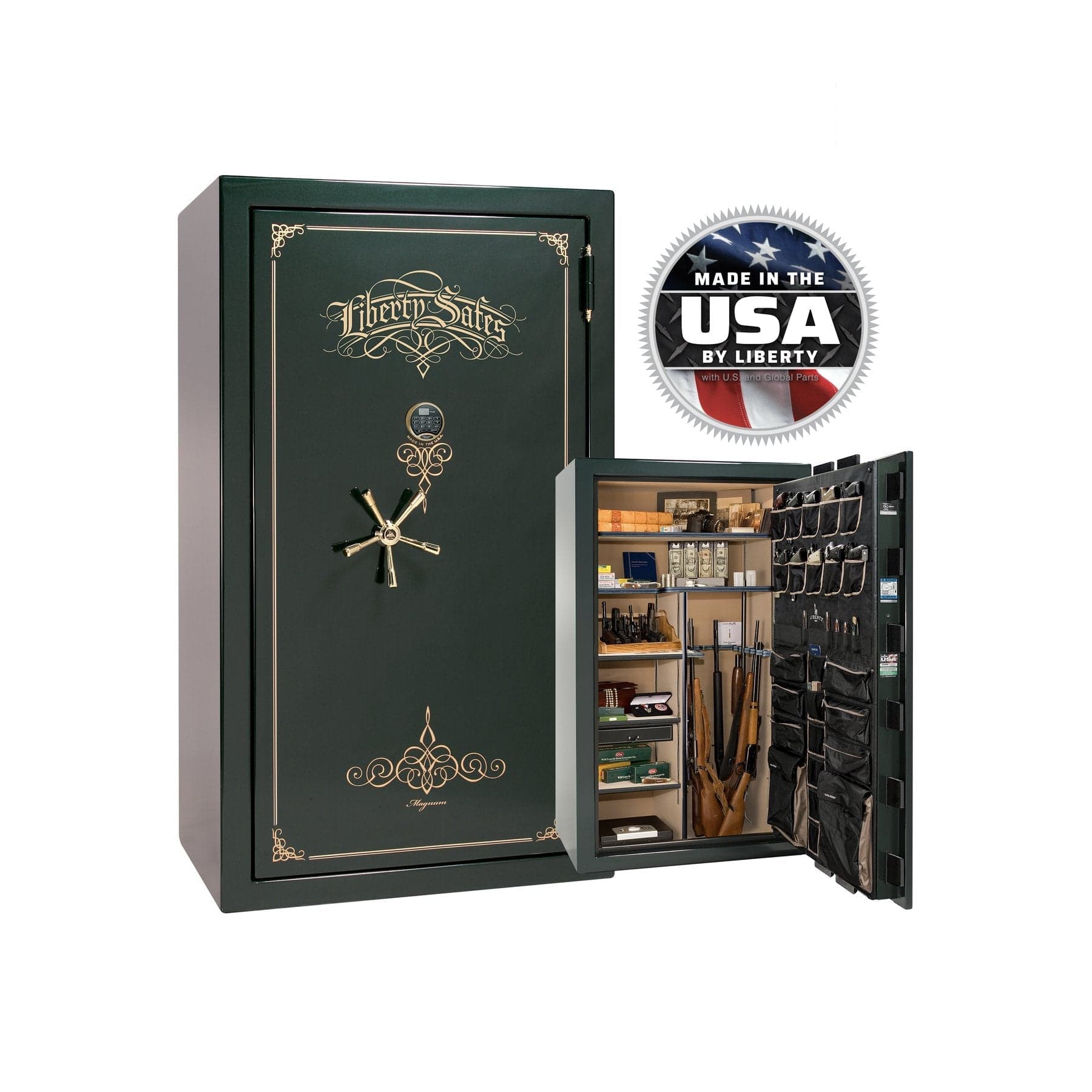 National Security Magnum NS50 Gun Safe - Gun Safe - Gloss Green / Brass / Beige Velour