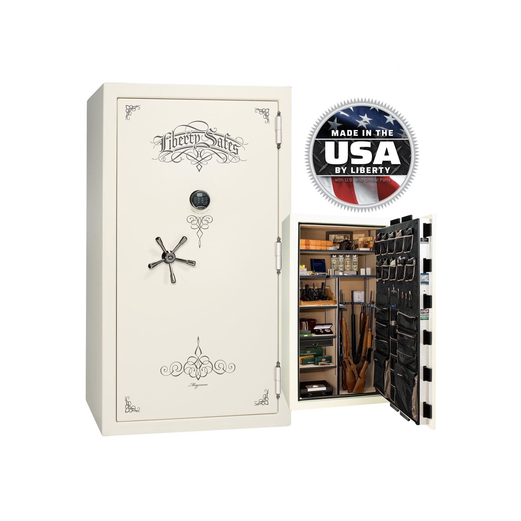 National Security Magnum NS50 Gun Safe - Gun Safe - Marble White / Black Chrome / Beige Velour